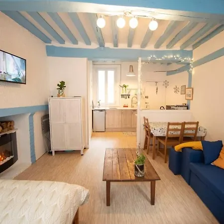 Apartment Blue With A Fireplace